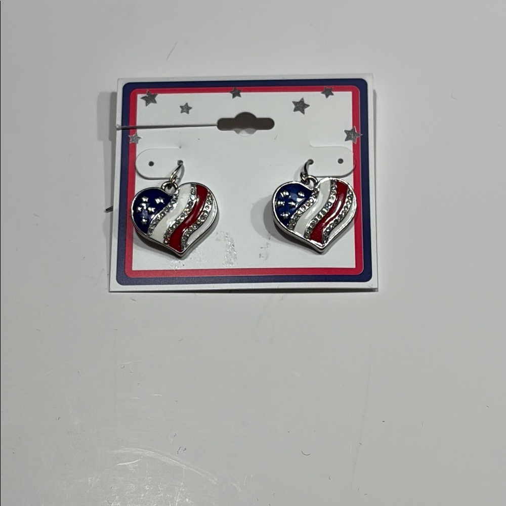 Kohl's Silver-Tone Heart Drop Earrings - Red, White, Blue
